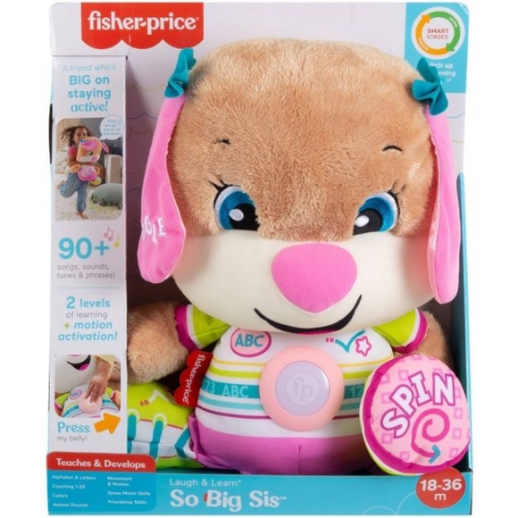 Fisher-Price Laugh & Learn So Big Sis, Large Musical Plush Puppy Toy Multi - Picture 5 of 9